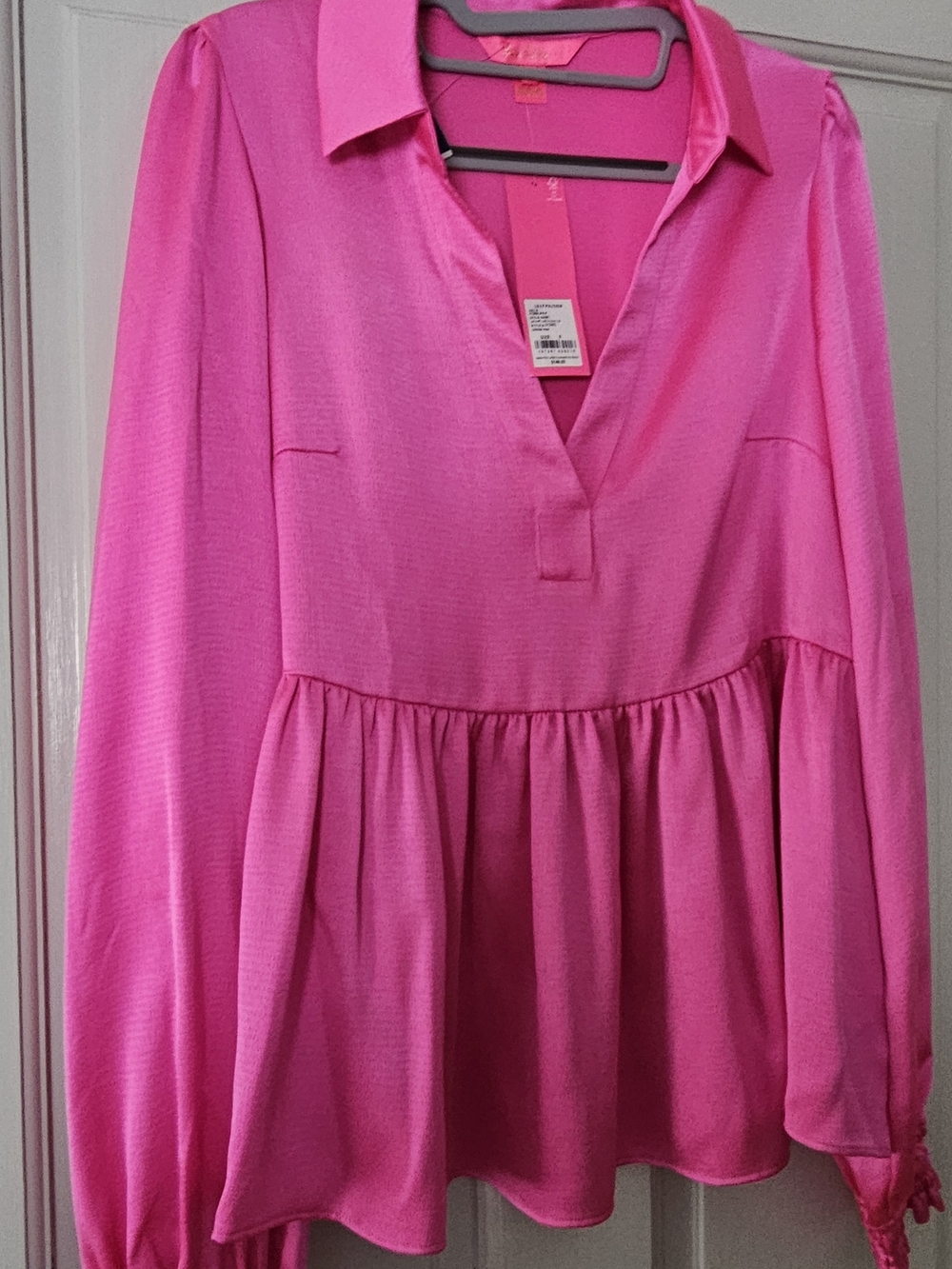 Lilly Pulitzer Jaylene Size 6 NWT Pink Peplum V-Neck Blouse - Picture 12 of 12